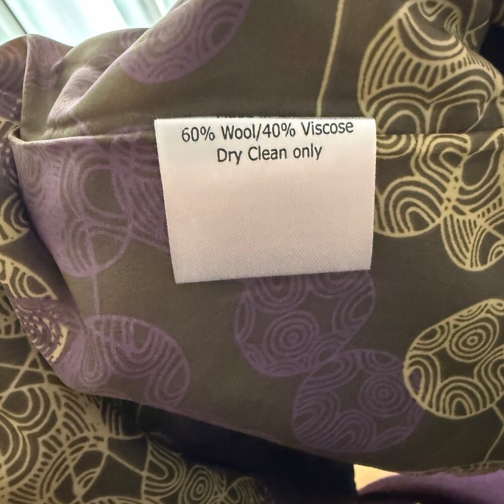 Purple Zippered Wool Blend Coat With Belt & Pockets Womens - Picture 8 of 8